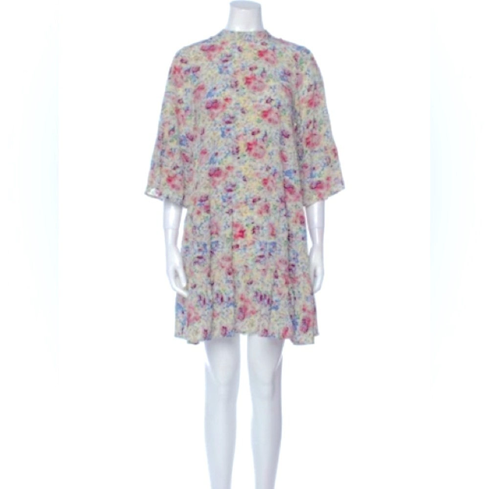 Warm New York Floral Silk Tiered Dress (17)